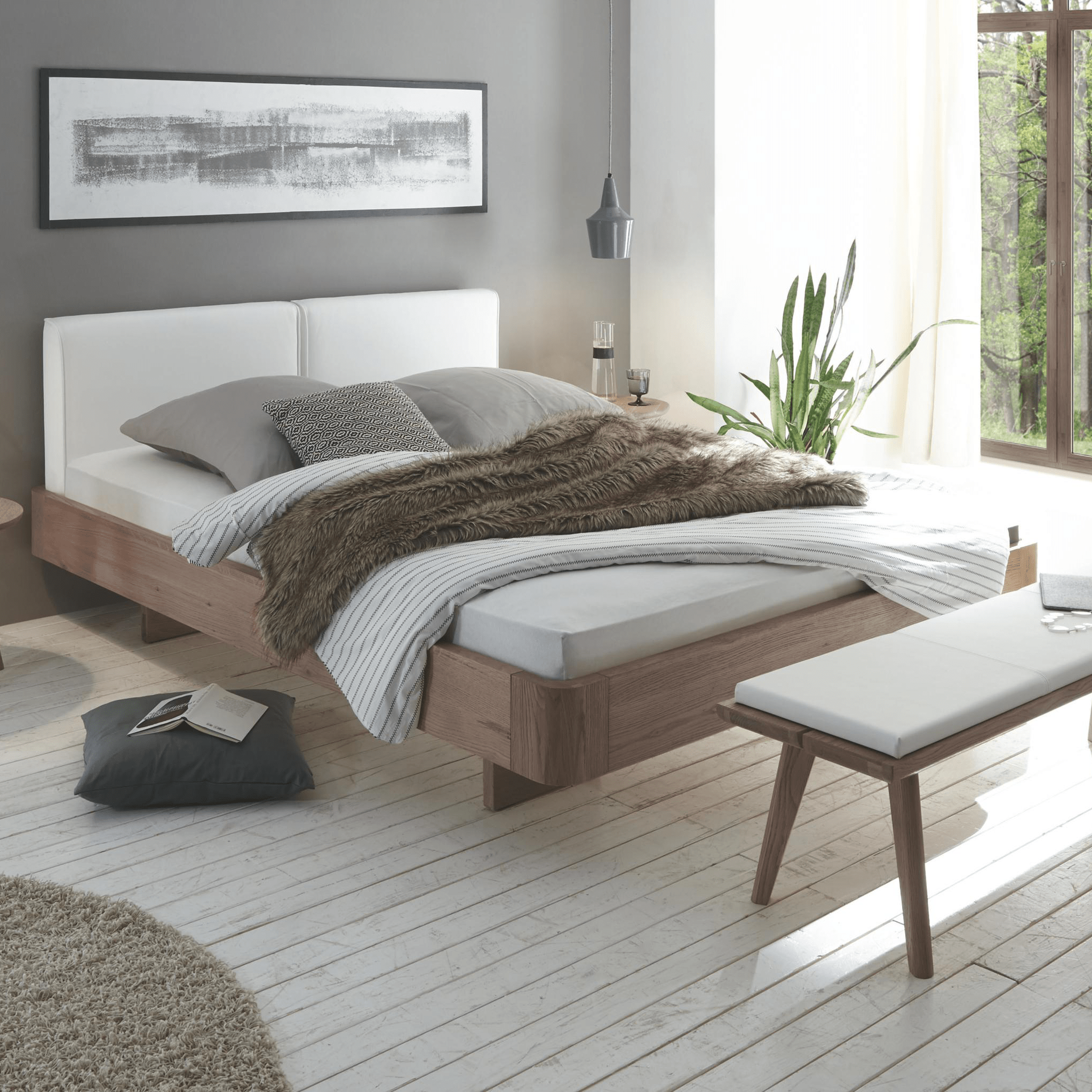 Oak line bed cognac hout Hasena